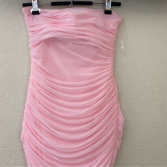 House of CB L D-DD “Sofia” Fairy Pink Mesh Maxi Dress strapless like‎ fornarina - Picture 8 of 15